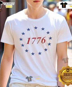 Alt Text: Nice 13 Stars American History 1776 T-Shirt featuring a vintage design celebrating the founding of the USA.