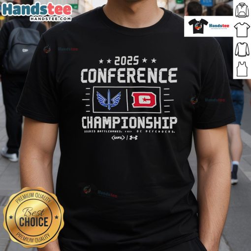 Alt Text: Nice 2025 XFL Conference Championship T-Shirt featuring vibrant team colors and logo, perfect for fans and collectors.