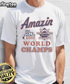 Nice Amazin Big Mets Energy 1980 World Champs T-Shirt showcasing vintage design celebrating New York Mets' championship.
