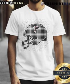 Alt Text: Stylish Atlanta Falcons polka dots helmet t-shirt, perfect for fans showcasing team spirit and casual style.