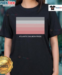 Stylish Nice Atlantic Salmon Pride ladies tee showcasing vibrant colors and a unique fish design for fashion-forward enthusiasts.