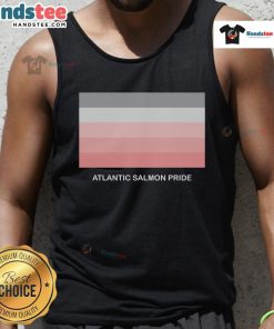 Nice Atlantic Salmon Pride Tank Top showcasing a vibrant salmon graphic with rainbow colors for LGBTQ+ pride.