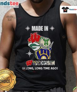Stylish tank top featuring Nice Badgers, Bucks, Brewers, and Packers designs, made in Wisconsin, perfect for fans.