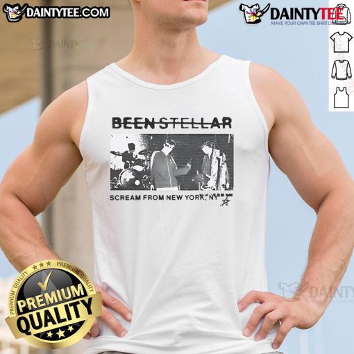 Stylish Nice Been Stellar Scream tank top from New York Tour 2024, featuring vibrant graphics and a trendy design.