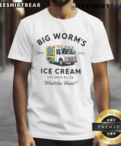 Nice Big Worm's Ice Cream T-Shirt from Los Angeles, CA, established 1995, featuring fun design and vibrant colors.