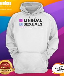 Stylish hoodie featuring 'Nice Bilingual Bisexuals' design, celebrating LGBTQ+ pride and inclusivity with vibrant colors.