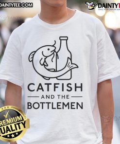 Alt Text: Stylish Nice Catfish And The Bottlemen T-Shirt featuring vibrant band graphics, perfect for music fans and collectors.