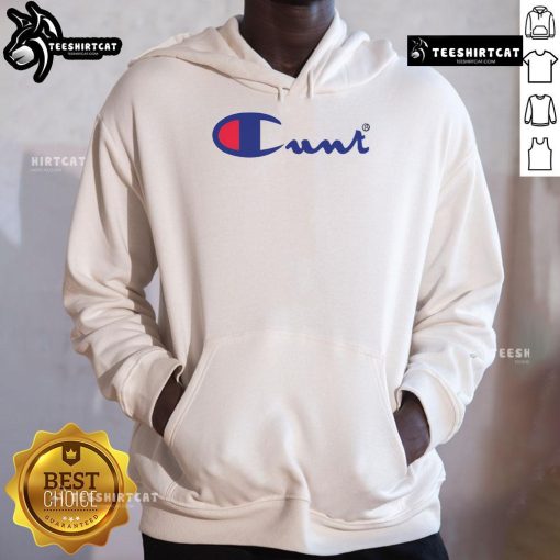 Nice Champion Cunt Logo Hoodie featuring bold logo design, perfect for streetwear enthusiasts and casual outfits.