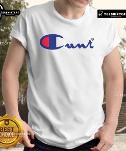 Alt Text: Nice Champion Cunt Logo T-Shirt featuring bold logo design, perfect for casual wear and street style enthusiasts.