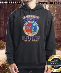 2024-2025 Oklahoma City Thunder NBA Champions hoodie featuring team logo and championship graphics.
