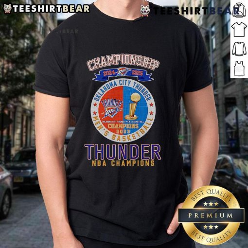 Nice Championship 2024 2025 Oklahoma City Thunder NBA Champions T-Shirt featuring team logo and vibrant design.