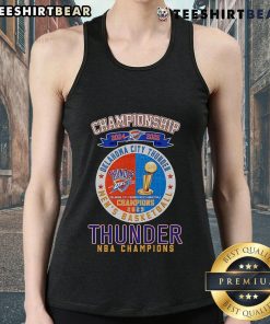 Alt Text: Oklahoma City Thunder NBA Champions tank top for the Nice Championship 2024-2025, showcasing team pride and style.