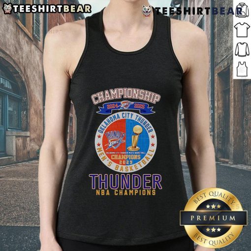 Alt Text: Oklahoma City Thunder NBA Champions tank top for the Nice Championship 2024-2025, showcasing team pride and style.