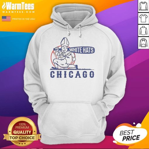 Stylish Nice Chicago White Hats hoodie displayed on a hanger against a brick wall, perfect for casual wear.