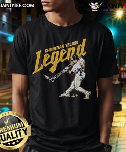 Nice Christian Yelich Milwaukee Brewers Legend T-Shirt featuring bold graphics celebrating the star player's legacy.