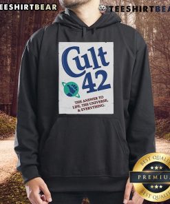 Nice Cult 42 The Answer To Life The Universe Everything Hoodie in black, featuring bold graphic design and comfortable fit.
