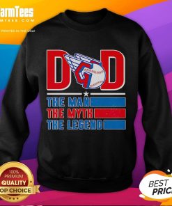 Nice Dad sweatshirt featuring 'The Man, The Myth, The Legend' design with Cleveland Guardians logo, perfect for fans.