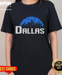 Stylish ladies tee featuring the stunning Dallas cityscape skyline design, perfect for fashion and city lovers.