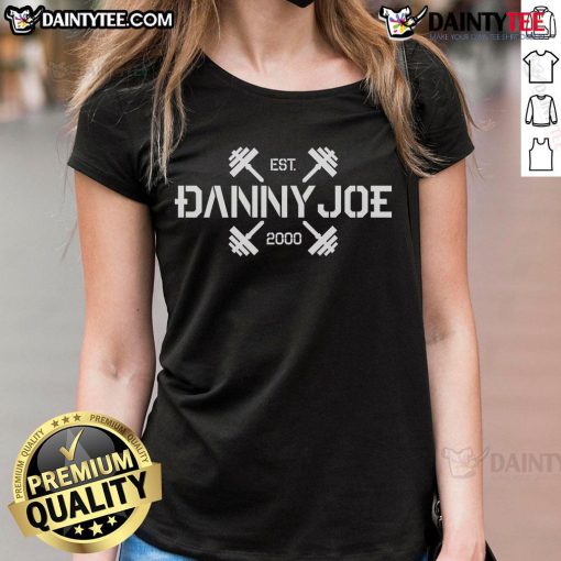 Alt Text: Nice Danny Joe Est 2000 logo on a stylish ladies tee, perfect for casual wear and showcasing your unique style.