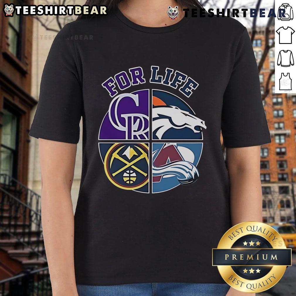 Nice Denver Broncos Rockies Nuggets And Avalanche For Life Sports Team Logo Ladies-Tee Denver Broncos, Rockies, Nuggets, and Avalanche sports team logo on a ladies tee shirt - perfect for fans.