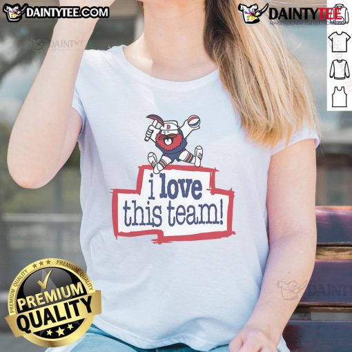 Denver Nuggets Hardwood Classics ladies tee featuring 'I Love This Team' design, perfect for fans and casual wear.
