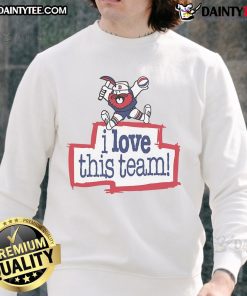 Nice Denver Nuggets Hardwood Classics 'I Love This Team' sweatshirt featuring vibrant team colors and logo.