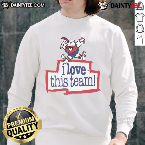 Nice Denver Nuggets Hardwood Classics 'I Love This Team' sweatshirt featuring vibrant team colors and logo.