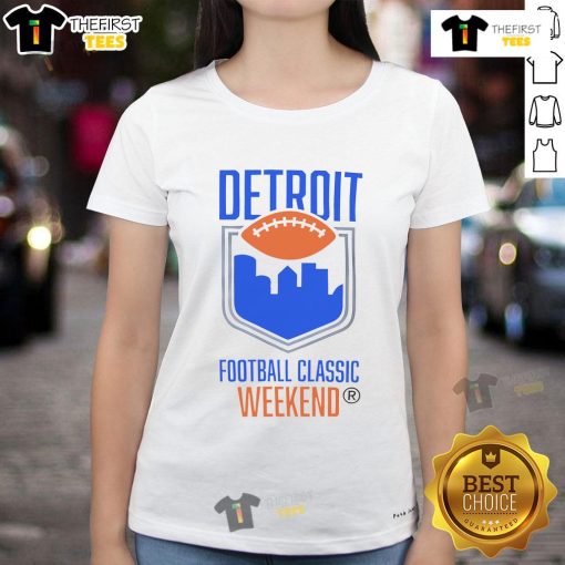 Ladies tee featuring 'Nice Detroit Football Classic Weekend' design, perfect for game day and casual wear.