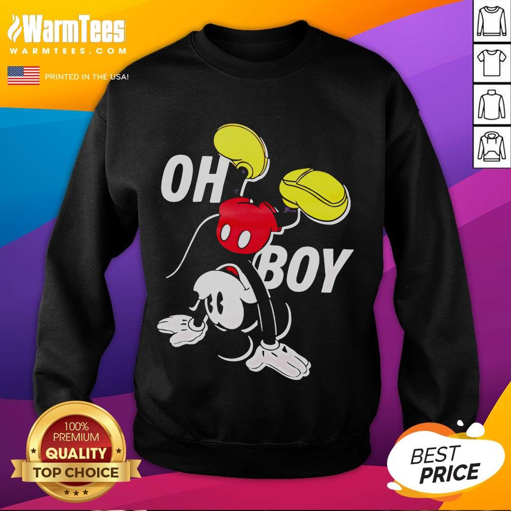 Nice Disney Mickey Mouse Oh Boy Sweatshirt Alt Text: Cozy Nice Disney Mickey Mouse Oh Boy sweatshirt featuring a classic Mickey design, perfect for casual wear.