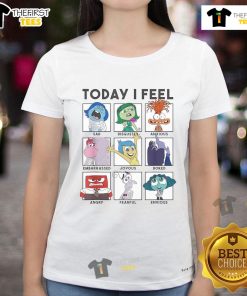 Nice Disney Pixar Inside Out 2 Today I Feel Ladies Tee featuring colorful emotions design for fans of the movie.