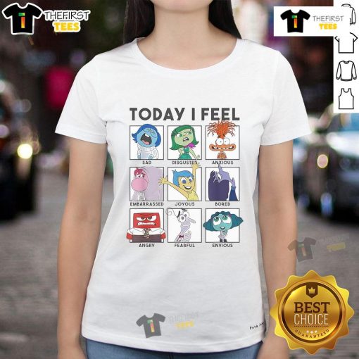Nice Disney Pixar Inside Out 2 Today I Feel Ladies Tee featuring colorful emotions design for fans of the movie.
