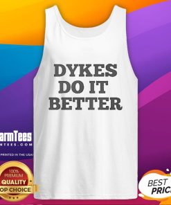 Stylish Nice Dykes Do It Better tank top in vibrant colors, perfect for summer fashion and expressing pride.