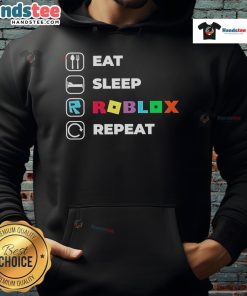 Comfortable Nice Eat Sleep Roblox Repeat Hoodie in vibrant colors, perfect for gamers and Roblox enthusiasts.