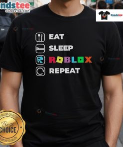 Nice Eat Sleep Roblox Repeat T-Shirt featuring a fun gaming design perfect for Roblox fans and gamers.