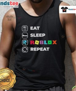 Nice Eat Sleep Roblox Repeat Tank Top in vibrant colors, perfect for gamers and Roblox fans, featuring a playful design.