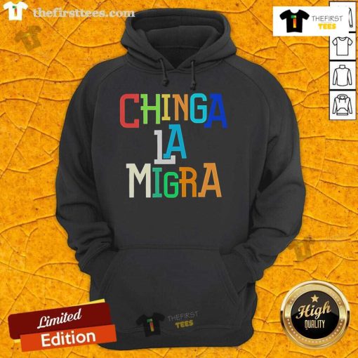 Nice FDT Chinga LA Migra Abolish ICE Hoodie featuring bold text design on a black background for activism and protest wear.