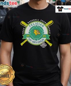 Nice Felician Golden Falcons NCAA DII Baseball Championship T-Shirt, Cary North Carolina 2025, showcasing team spirit.