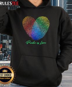 Colorful Nice Fingerprint Heart Pride is Love Hoodie showcasing a vibrant heart design celebrating love and diversity.