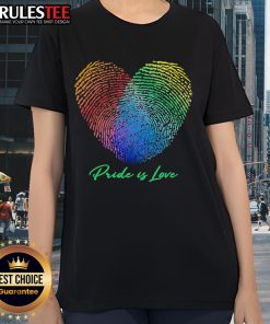 Nice Fingerprint Heart Pride is Love Ladies Tee showcasing a vibrant design celebrating love and diversity.