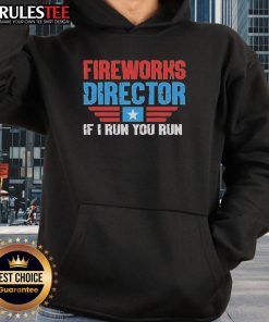 Colorful fireworks display with a person wearing a 'If I Run, You Run' hoodie, perfect for celebrating special occasions.