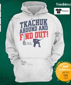 Nice Florida Tkachuk Around And Find Out Hoodie displayed on a model, showcasing stylish design and vibrant colors.