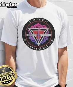 Alt Text: Nice Forte Swordplay Logo T-Shirt featuring a bold swordplay graphic on a stylish tee for enthusiasts.