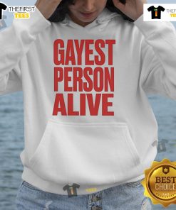 Nice G Flip hoodie featuring 'Gayest Person Alive' design, perfect for LGBTQ+ pride and casual streetwear fashion.
