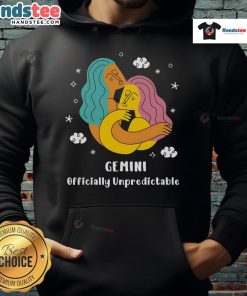 Unisex Nice Gemini Officially Unpredictable Hoodie in black, showcasing a stylish design perfect for astrology enthusiasts.
