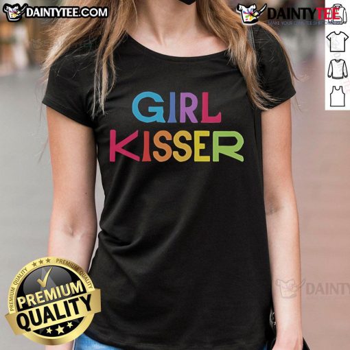 Nice girl in red kissing, wearing a stylish ladies tee with a playful design, perfect for casual outings and fun moments.