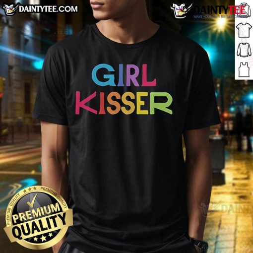 Alt Text: Stylish Nice Girlinred Girl Kisser T-Shirt featuring a vibrant design perfect for casual wear and expressing fun personality.