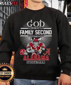 Nice God First Family Second Alabama Football mascot sweatshirt for fans, featuring a cozy design and vibrant colors.