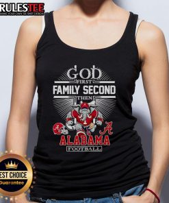 Nice God First Family Second Alabama Football Mascot Tank Top design featuring a vibrant graphic for fans.