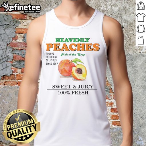 Sweet and juicy Nice Heavenly peaches on a tank top design, showcasing the pick of the crop for summer fashion.