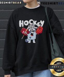 Bluey cartoon sweatshirt featuring a nice hockey design, perfect for fans of Bluey and cozy sports apparel.